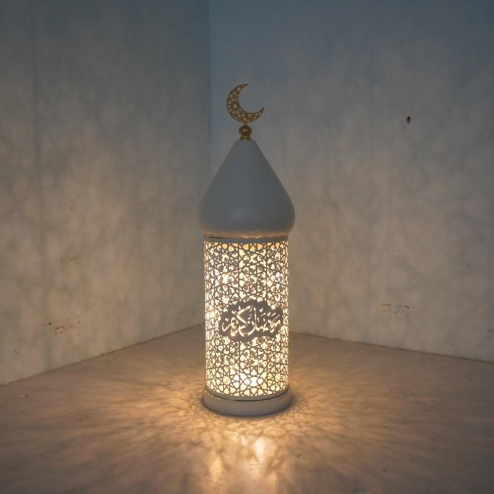 Hollow Pattern Moroccan Night Light Soft LED Light Masjid Lantern Moon LED Lamp  Eid Mubarak