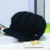 Women Knitting Hat Extended Brim Thickened Plush Winter Hat Solid Color Flower Decor Warm Hat Fashion Accessories