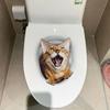 Cute PVC Toilet Stickers 3D Cat Dog Waterproof Wall Sticker Self-adhesive Toilet Seat Decals Home Decoration