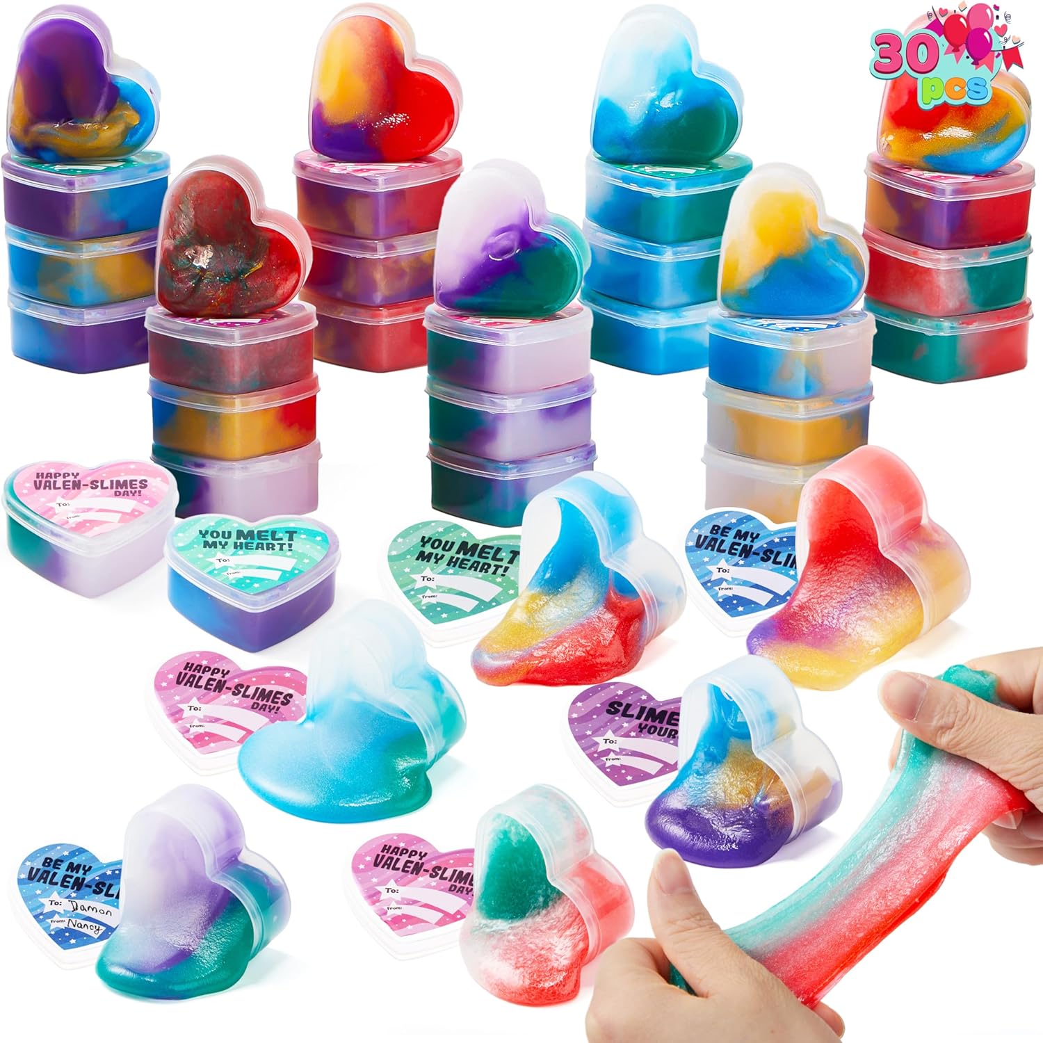 

30 PCS Valentines Day Galaxy Slime Hearts designed for Children Valentine Classroom Exchange Prizes Celebration Favors Valentine s Day Gifts