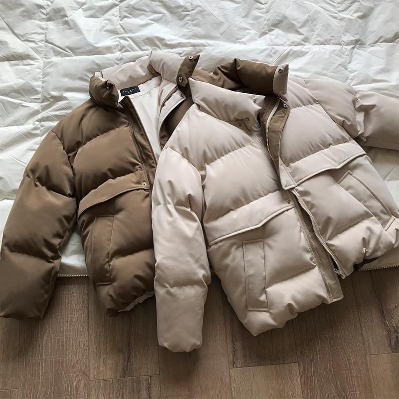 Crriflz Ladies Winter Solid Down Jacket Women Oversize Loose Coat Stand-up Collar Thick Warm Causal Chic Parka New New Style