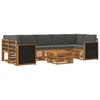 Outdoor-Sofagarnitur mit Kissen 8-teilig Natur und Anthrazit