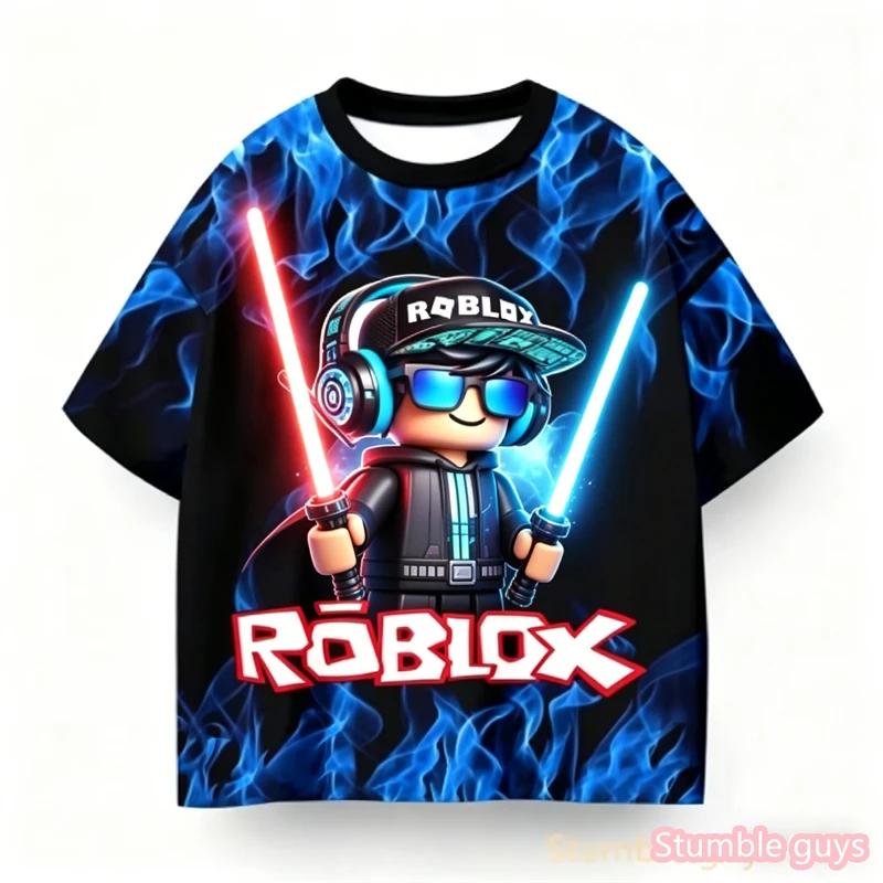 Anime Sommer Jungen Roblox Bedrucktes T-Shirt Trendiges Spielcharakter Design Lässig Kinder Mädchen Kurzarm Cartton Kinder T-Shirt