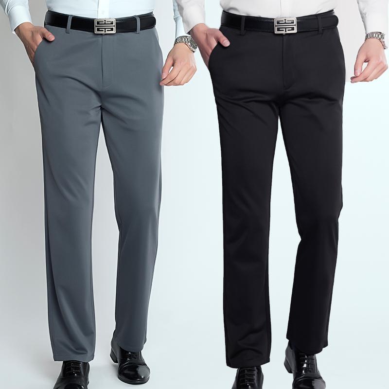 Erkek Yaz İnce Moda İş Rahat Takım Elbise Pantolon Uzun Pantolon Erkek Elastik Düz Kollu Resmi Pantolon Büyük Beden 27-42