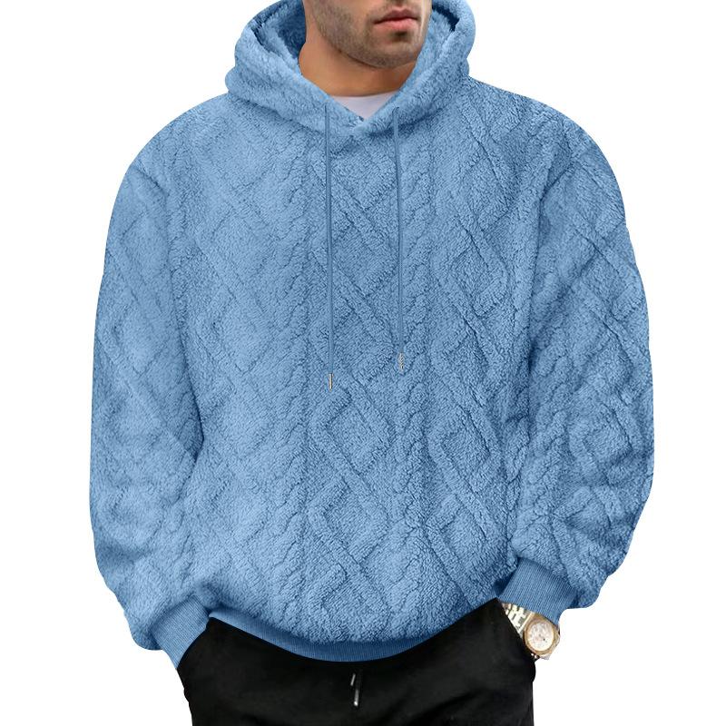 Otoño e Invierno Ocio Hombre High Street Jacquard Terciopelo de Doble Cara con Capucha Deportivo Tendencia Jersey Pulóver Chaqueta