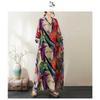 V-neck Loose Plus Size Simple Vacation Style Long Sleeve Women's Beach Dresses
