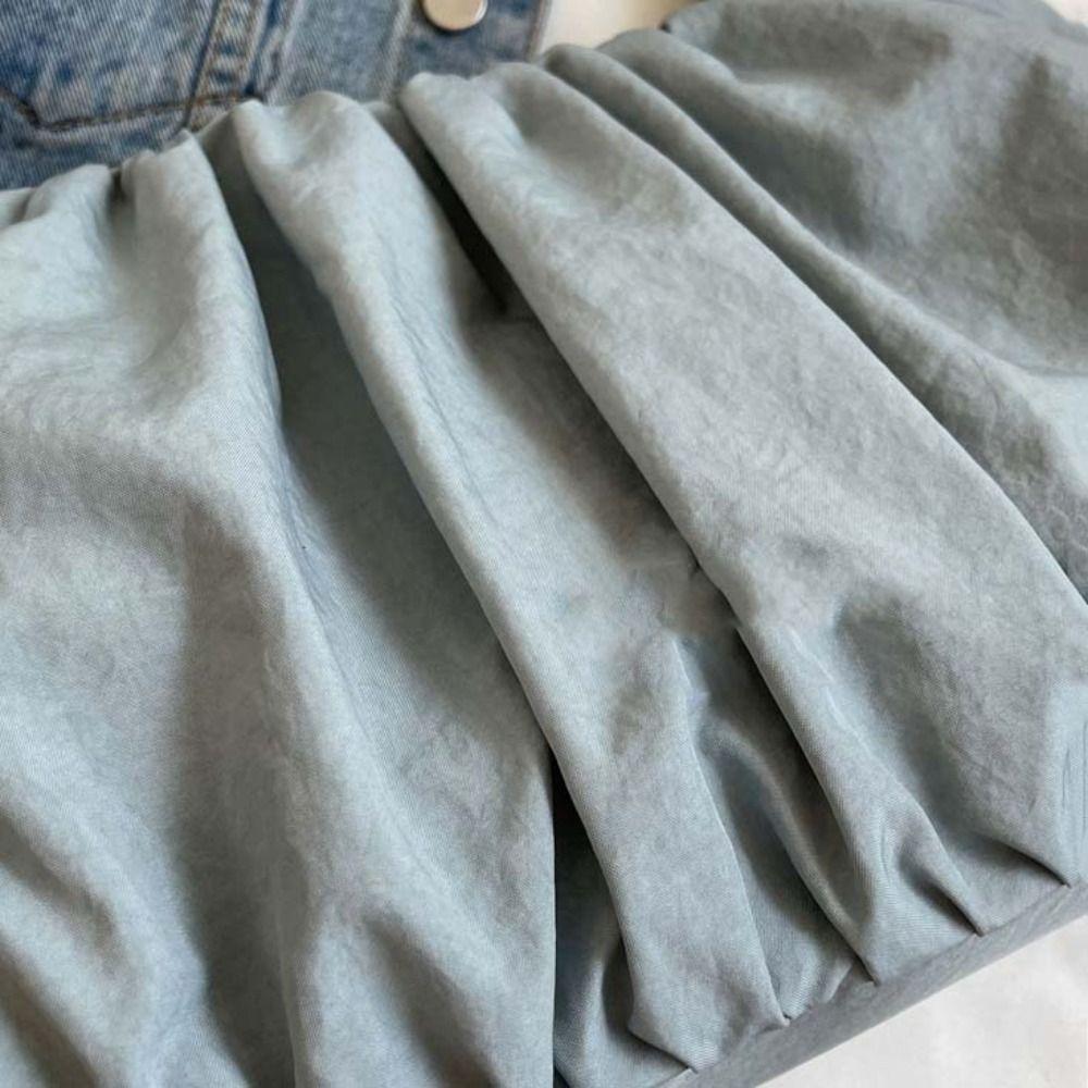 Kordelzug Canvas Umhängetasche Plissiert Lässige Unterarmtasche Handtasche Wolken Crossbody Tasche Mädchen