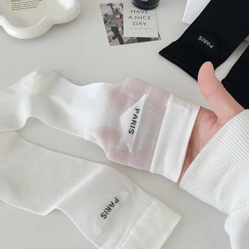 1 paire de chaussettes fines ajourées pour femmes, longues et amples, JK Lolita, douces filles japonaises, couleur unie, en coton respirant, pour printemps et été