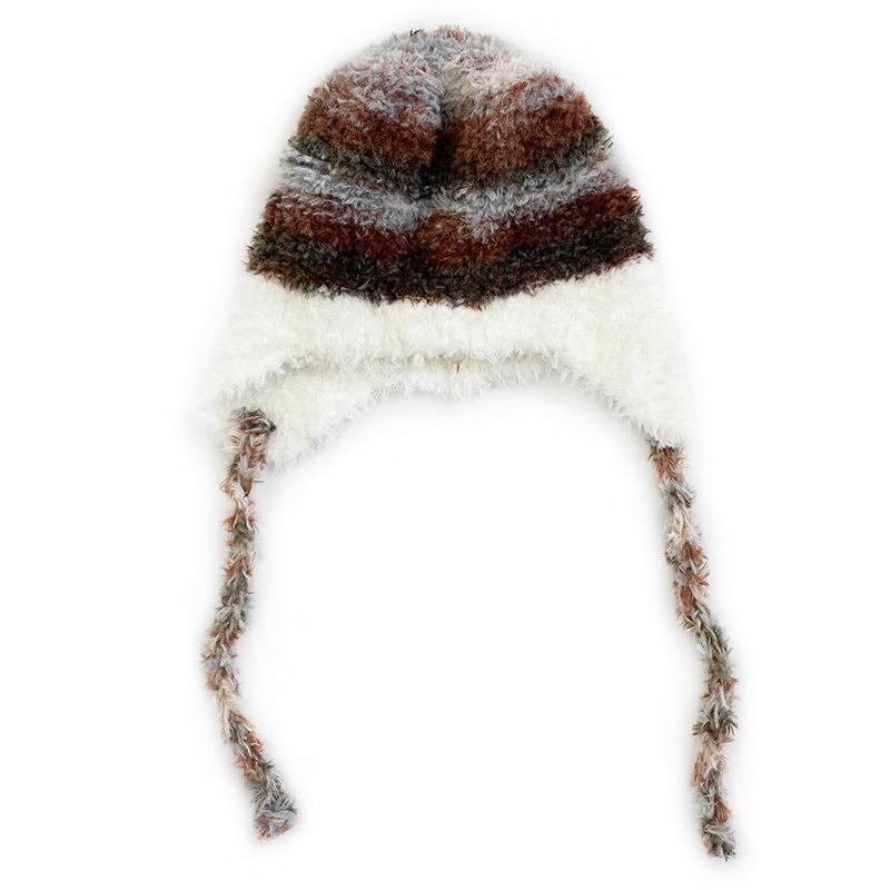 Korean Style Children's Colorful Plush Knit Hat - Soft, Warm Wool with Ear Protection