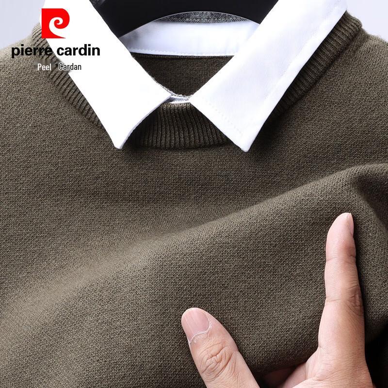 Pierre Cardin Men's 100% Pure Wool Faux Two-Piece Sweater