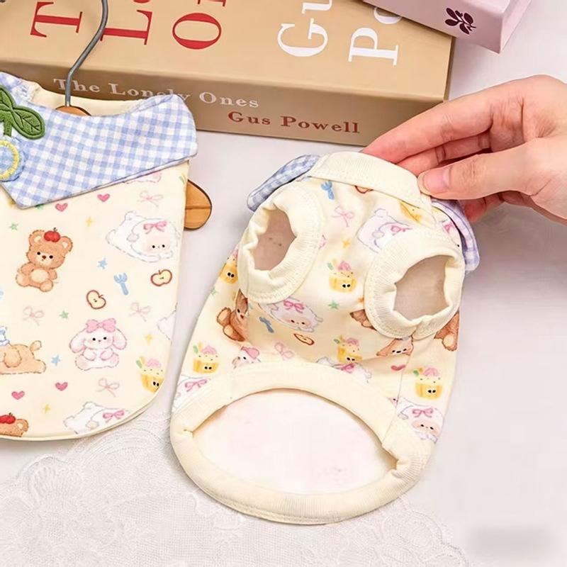 Dog clothes autumn and winter cartoon Bigbear cat Pomeranian puppet teddy small dog velvet warm pet vest
