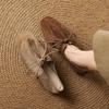 2026 Neue Damen Wildlederschuhe Mode Runde Spitze Schnürung Loafer Flache Schuhe Damen Loafer Damen Freizeit Sneaker Street Flats