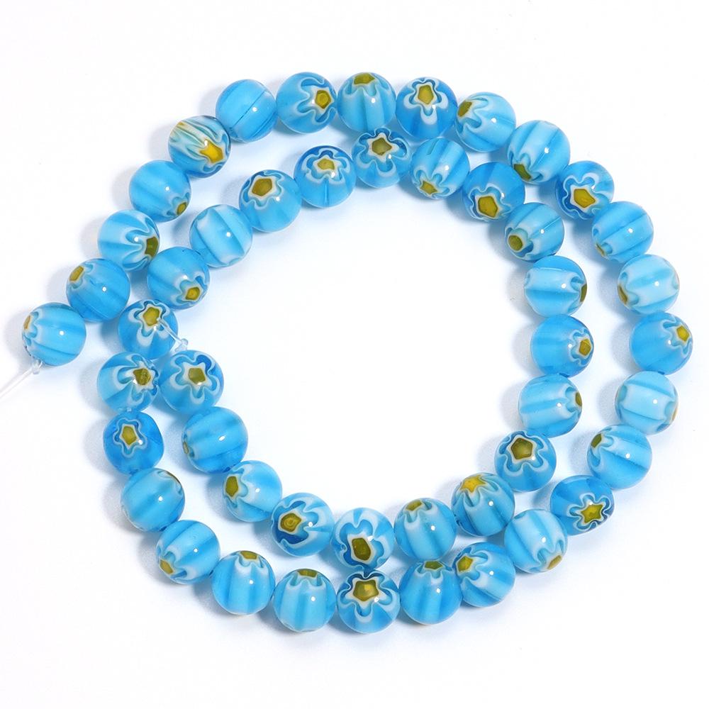 Bunte runde Lampwork-Perlen mit Millefiori-Muster für DIY-Handarmbänder