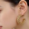 Cross Hollow Woven Twist Hoop Earrings - Simple, Versatile C-Shaped Fashion Studs