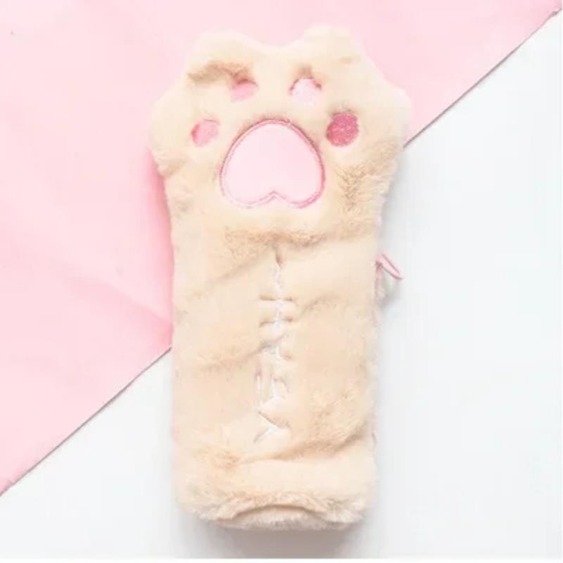 1PCS Plush Cat Claw Pencil Case Wallet Student Large Capacity Stationery Bag Pencil Bag Japanese Style Stationery Bag Study Supplies