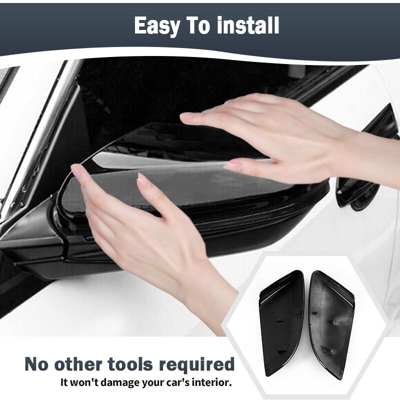 Left+Right For 2016-21 Honda Civic 10th Side View Mirror Cover Caps  Gloss Black
