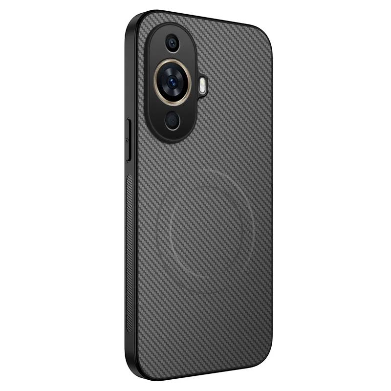 Carbon Fiber Texture Phone Case For Huawei nova 12 SE 12S 13i 11 Pro Magnetic Wireless Charging Silicone Soft Back Cover Cases