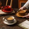 Coffee Cup and Plate Set Ceramic Leopard Print  Japanese Retro Bohemian  Ins Creative Afternoon Tea Latte Art Cup Gift Box