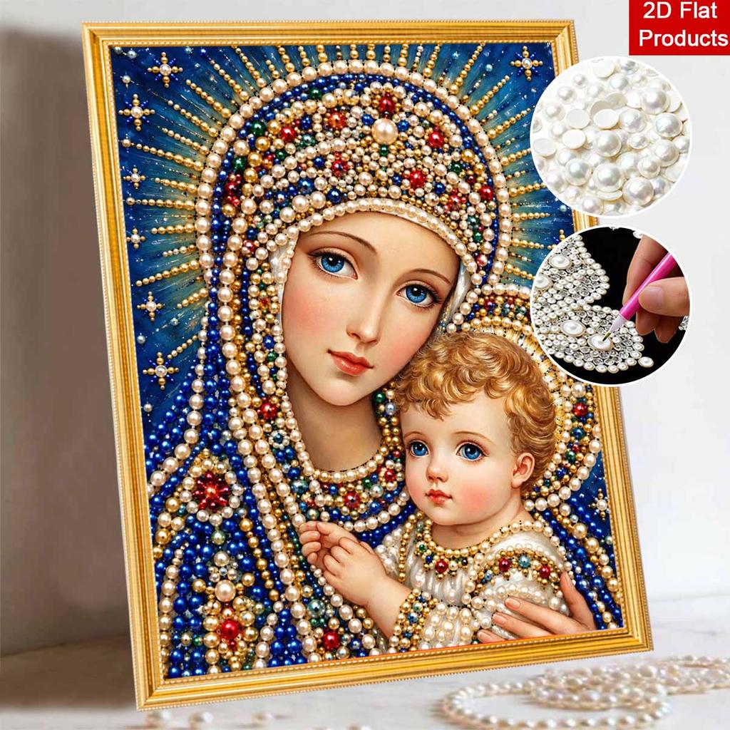 DIY 3D Pearl Diamond Painting Art Set Virgin Mary and Family Home Decor Art Set Wall Art