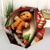 1pc Gingerbread Man Christmas Zipper Umbrella, Automatic Opening & Closing, Portable 3-Fold Design with 8-Bone Iron Frame, Outdoor for Festive Gifts,