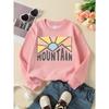 European Sizes Mountain Sun Pine Sky Girls' Crew Neck Fashion Sweatshirt, Western Top, Long Sleeve Casual T-Shirt