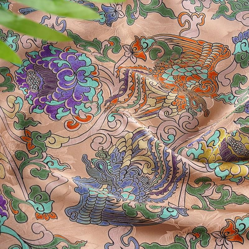 

100x145cm Brocade Jacquard Fabric Phoenix Flower Gauze Flower Fabric Silky Breathable Coat Vest Hanfu Designer Fabric 50x145cm розовый
