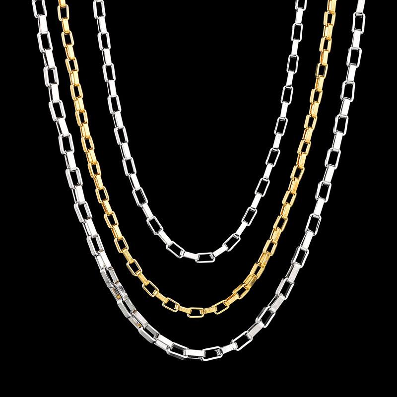 2.5mm Long Box Chain Necklace Men 