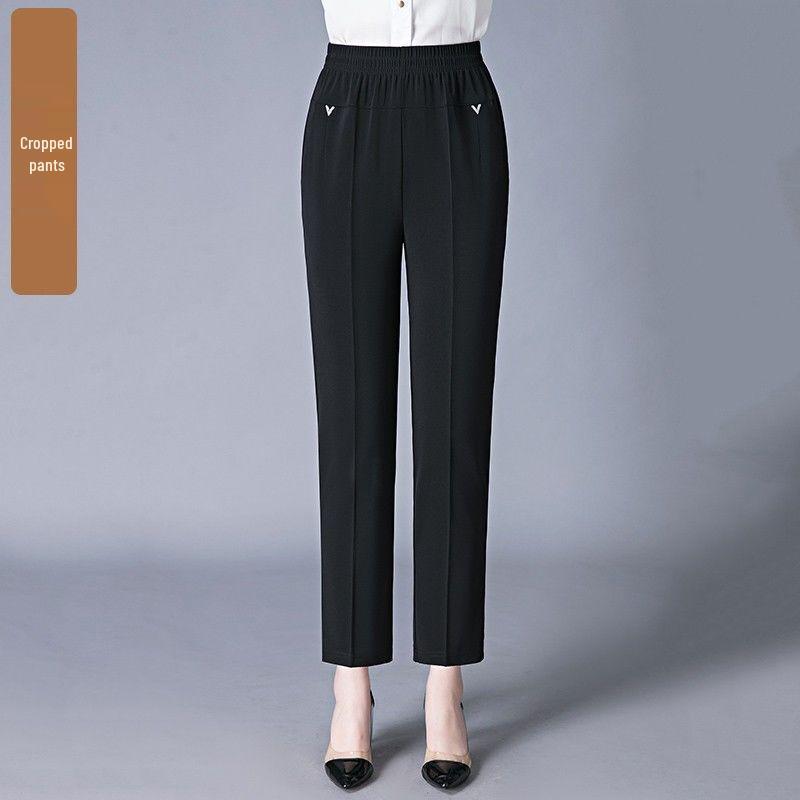 

Women s Lightweight Ice Silk High-Waist Casual Pants for Summer - Mid to Elderly, Loose Fit, Nine-Length XL (90-108 lbs)
