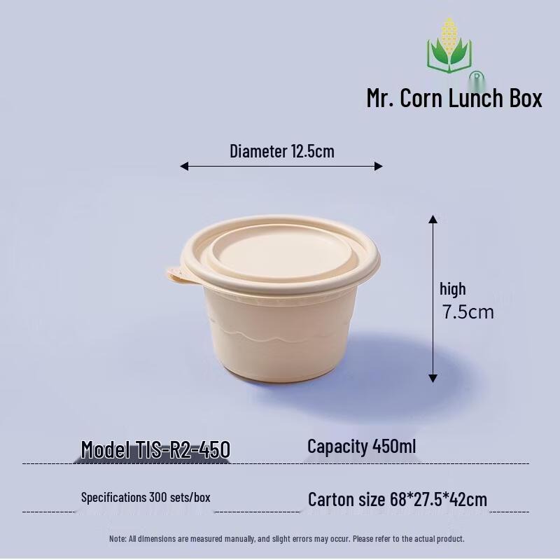 Mr. Corn Eco-Friendly Corn Starch Round Takeaway Bowls