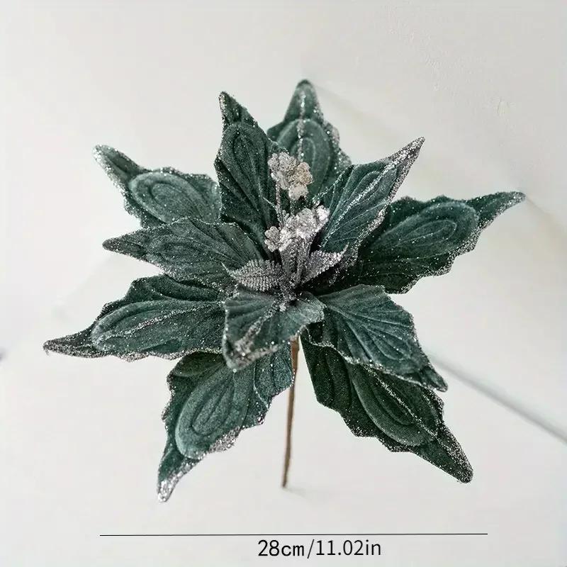2025 Christmas High-end Flannelette Simulation Flower 28cm Golden Champagne Christmas Tree Decoration Flower Arrangement