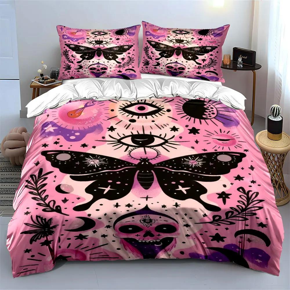 "Butterfly Skull Gothic Decor Set" Soft Comfortable Duvet Cover Bedding Set Included 1*Duvet Cover & 2*Pillowcases Gift