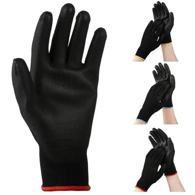 1/6 Pairs Non-slip Nylon Black Polyurethane Coated Labor Protection Work Gloves