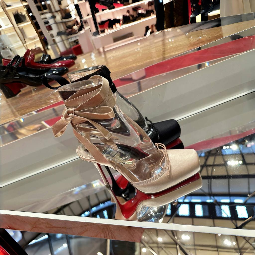 Fashion 2026 Design Luxurious Bow Ballet Headpiece Sandals With Thin Ankle Straps And Satin High Heels For Women
