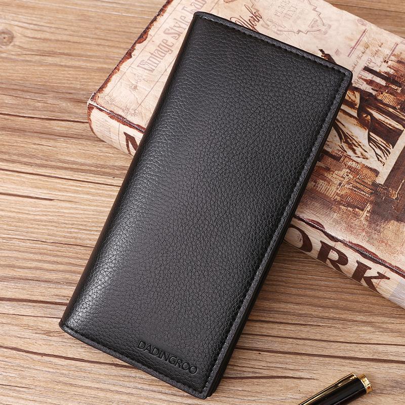 Men Long Wallet PU Leather Clutch Wallet Large Capacity Card Holder Zipper Coin Purse Magnetic Buckle Business Wallet
