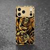 Luxury Black & Gold Rose mobile phones Glass phone case for iphone 17 pro max cover for iPhone 17 16 15 14 13 12 11pm Pro Plus
