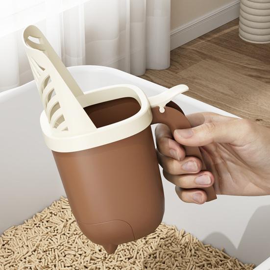 Cat Litter Scoop with Holder 3-in-1 Pet Litter Shovel with Waste Can Kitten Litter Scooper with Waste Bag Box for Indoor Pet Litter Box