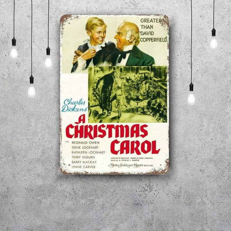 Christmas Metal Poster Sign, Festive Wall Art Decor