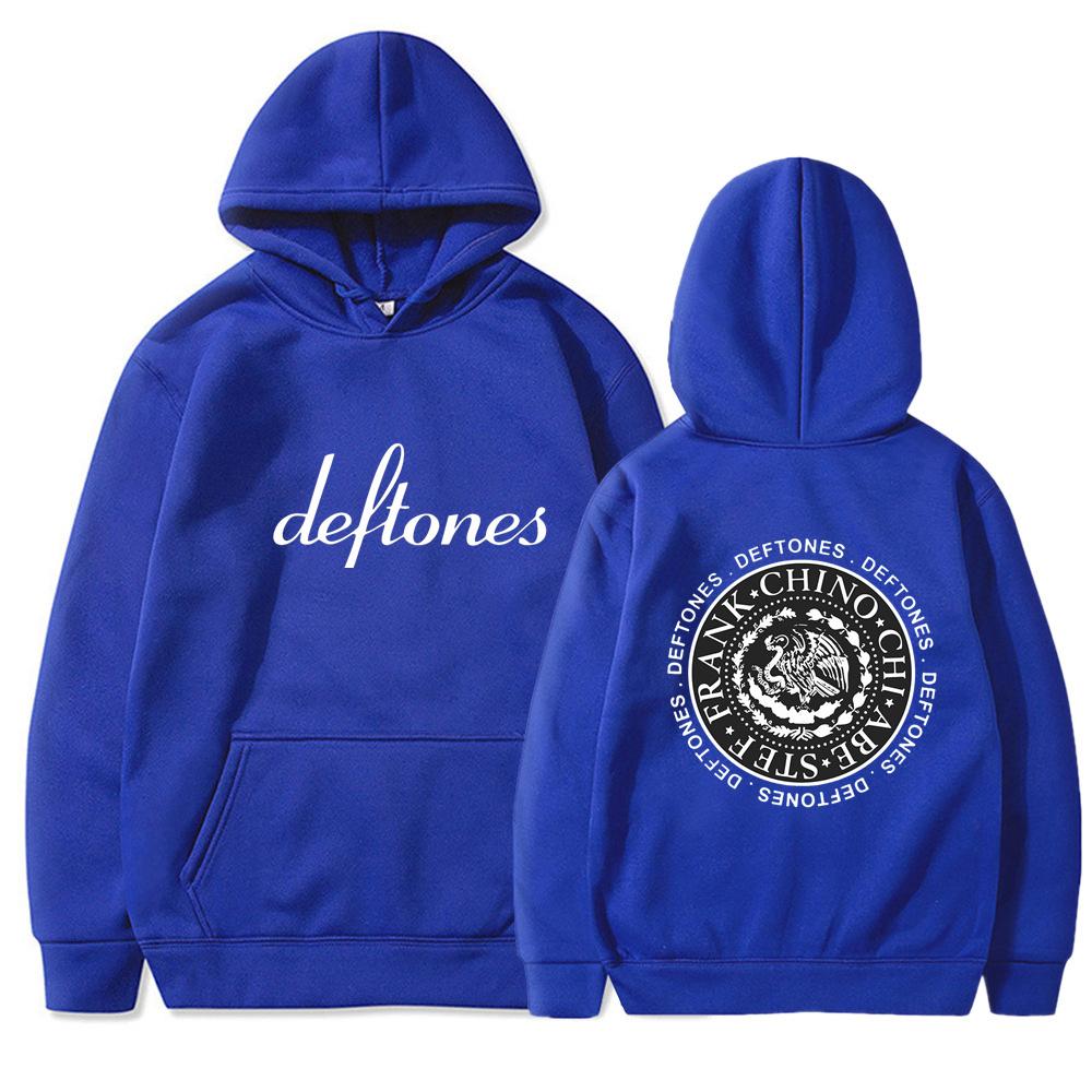 Hip Hop Rapper Printed Deftones LOGO Autumn Unisex Hooded Sweatshirt Fleece Lined Casual Pocket Hoodie for Couple Daily Streetwear Sweatshirt