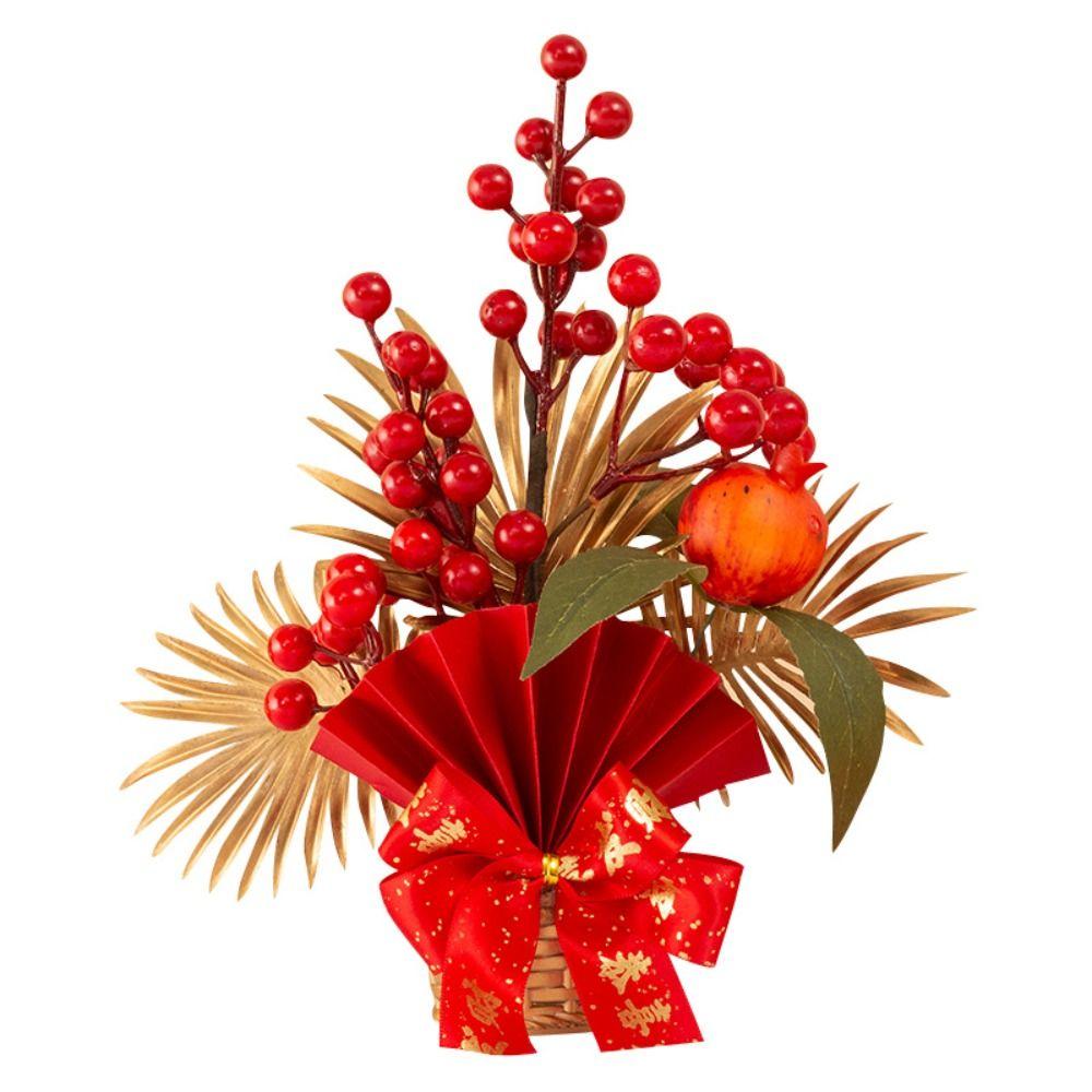 Cheap Good Fortune Artificial Flowers Plants Pots Red Berry Branch New