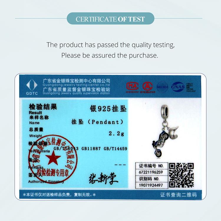 WOSTU Autentisk 925 Sterling sølv blå kald emalje motorsykkel sjarm anheng for kvinner fine smykker