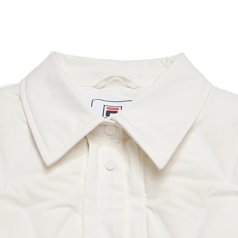 Fila White Minimalist Literary Warm Comfortable Woven Two-Piece Down Jacket Women Outerwear F11W543903FWT