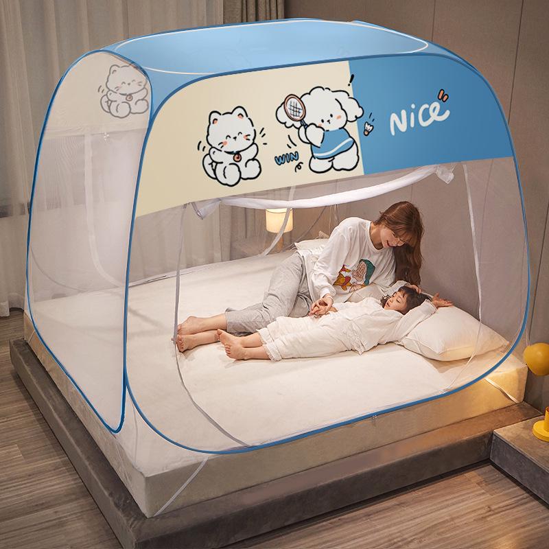 Mongolian Yurt Mosquito Net: Foldable, Double Door, Dustproof, for 1.8m or 1.5m Beds, with Free Installation