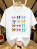 Wds0127colorful Bow Print Plus Size Unisexs Round Neck Tshirt Summer Casual Short Sleeved Top Street Fashion Versatile