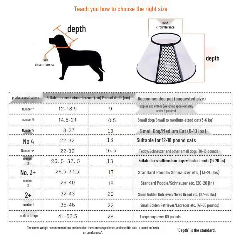 

Универсальный регулируемый елизаветинский воротник для защиты от вылизывания для кошек и собак Size 7 Neck: 16-18 cm, up to 2 lbs