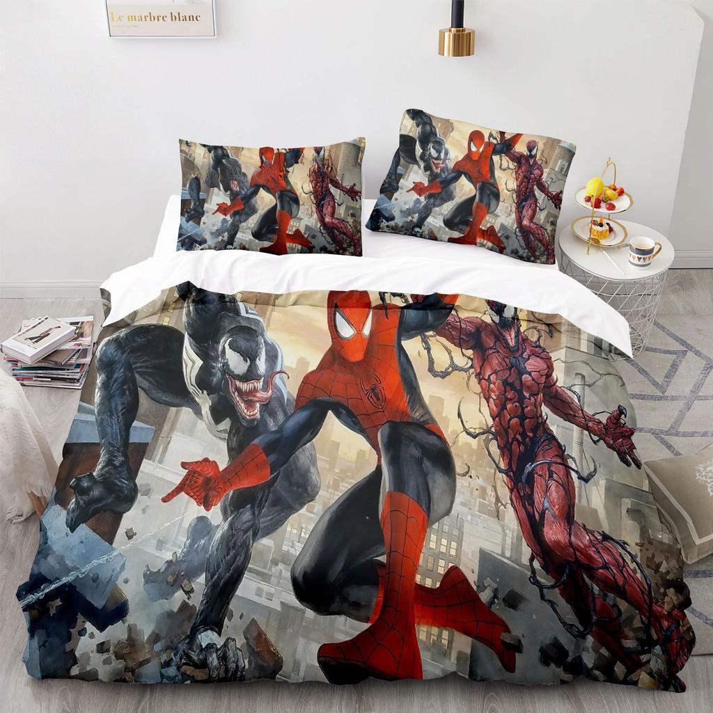 Venom Spider Hero Man Quilt Cover Set 2-Piece, 3D Printed Bedding Set With Zipper And Pillowcases 75*50Cm For Teens And Adults