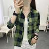 Women Shirt Long Sleeve All Match Single-breasted Casual Soft Dressing Up Polyester Plaid Print Women Shirt Top Female Clothing