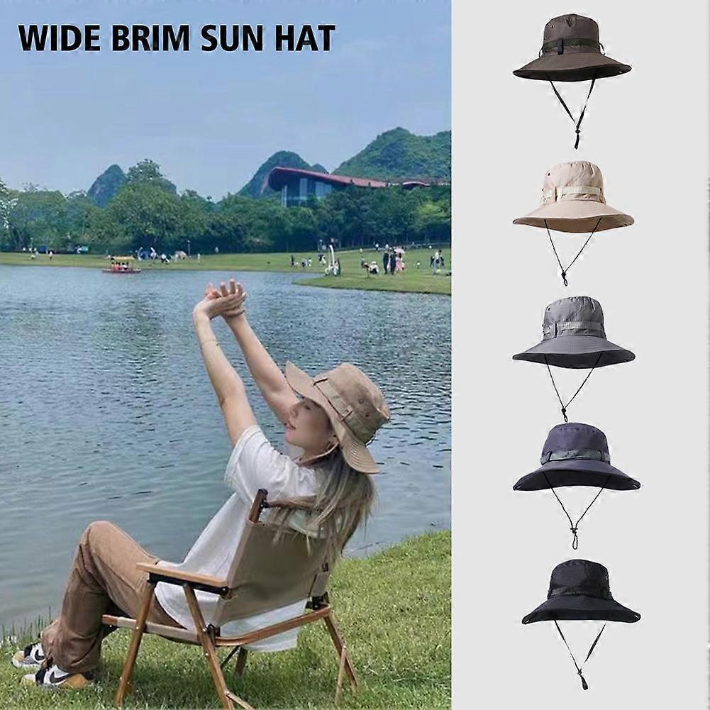 Breathable Sun Hat for Men Women Outdoor Camping Hiking Fishing Summer Wide Brim Lightweight Cowboy Bucket Adjustable Travel Quick Dry Water Resistan