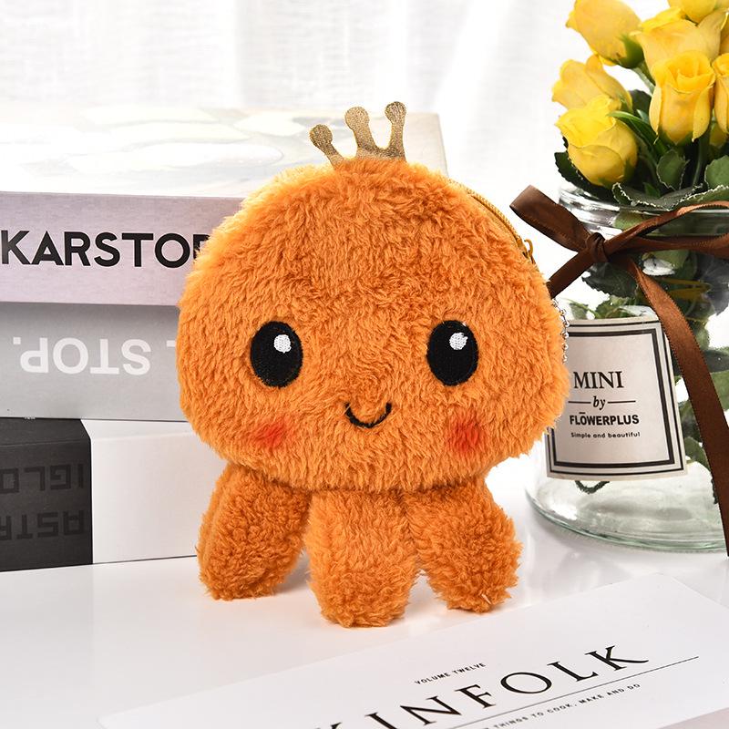 

Reversible Cartoon Octopus Plush Bag - Coin Purse, Key Holder, Earphone & Cable Storage 12cm оранжевый