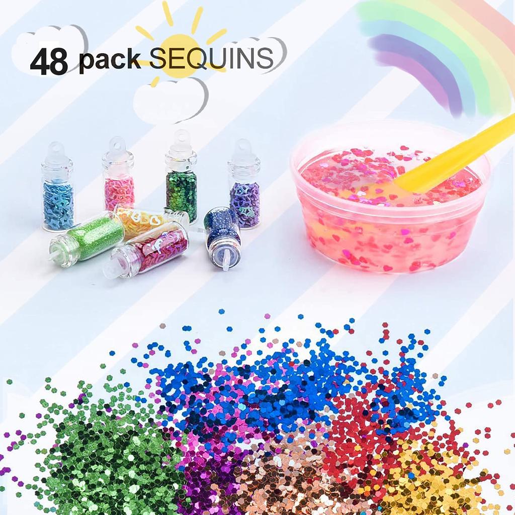 UQTOO Slime Kit DIY Crystal Clay Set Toy Crafting Tool Goldfish Bowl Beads Fruit Slices Colorful Foam Confetti Contains 31 Pieces of Fluffy Crystal Cl