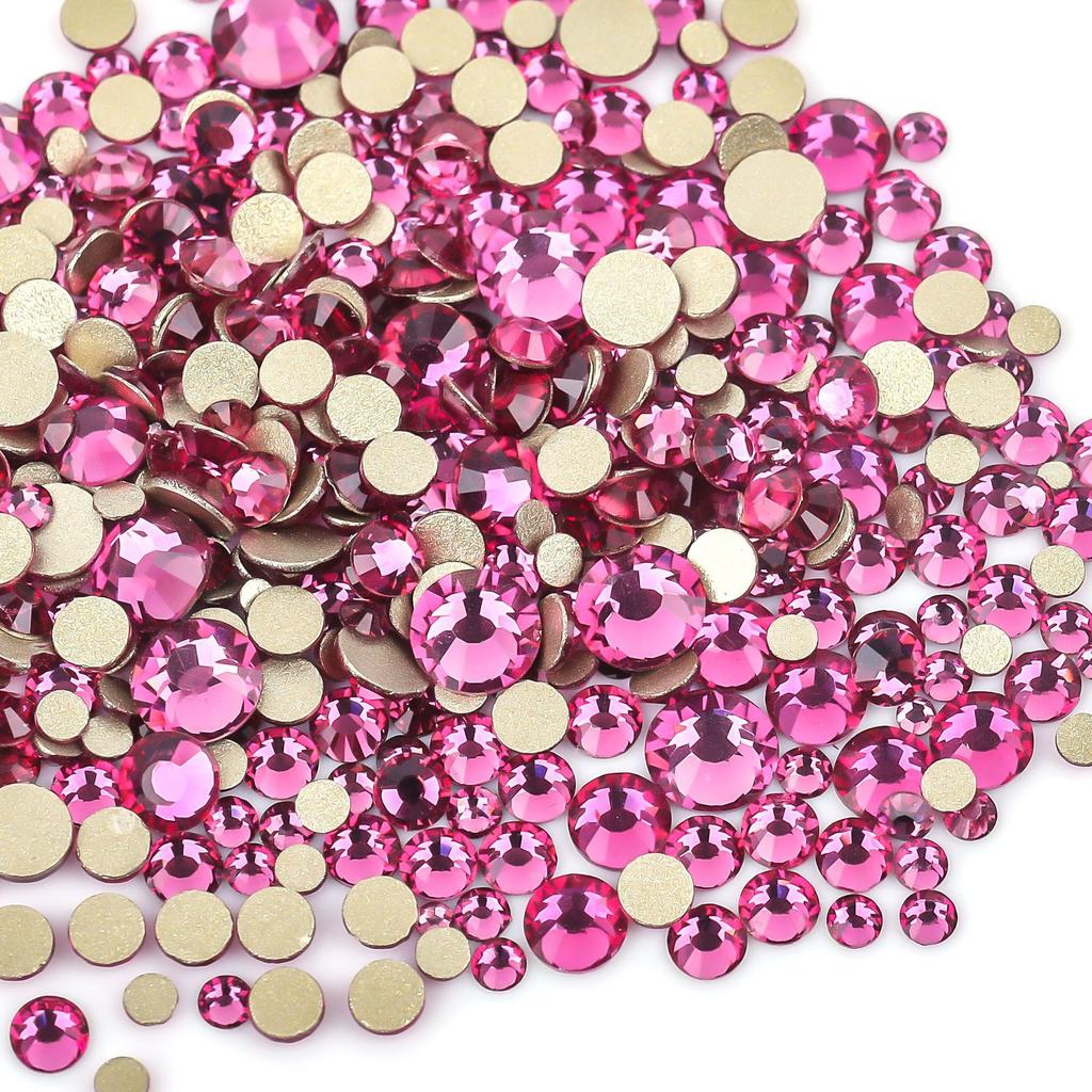 Weichen, Gold Bottom Mixed Glass Flat Bottom Diamond Nail Drill, Decorative Mobile Phone Case Diy Nail Accessories Rhinestone Jewelry